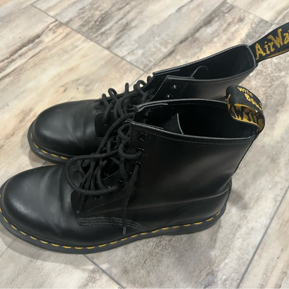 Dr. Martens Black Boots with Yellow Stitching
